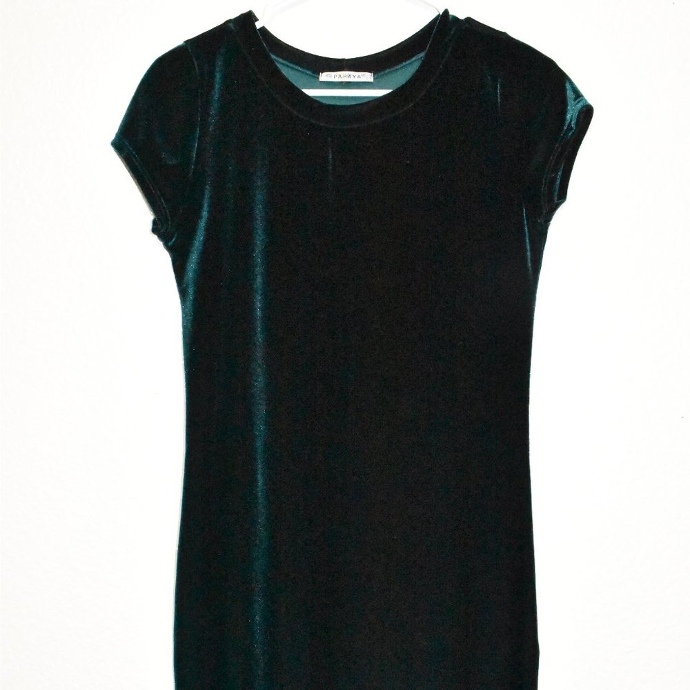 Green Velvet T-Shirt Papaya Dress